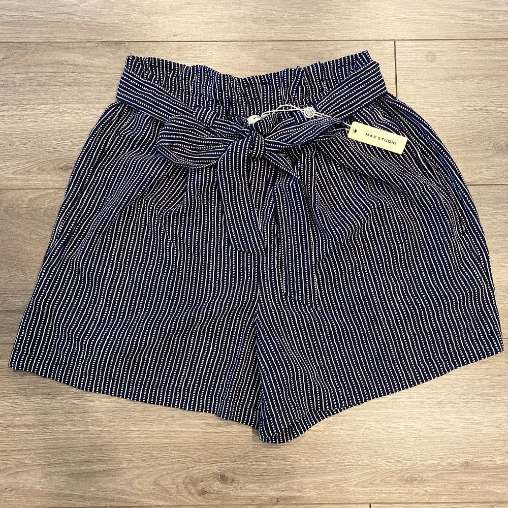 Max Studio Navy and White Shorts